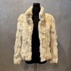 上質 総丈90㎝ 毛皮 ロングコート リアルファー ラビット ホワイト 