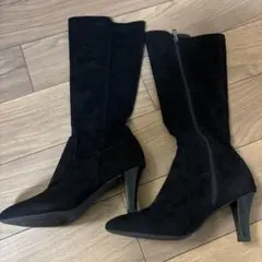 ブラックスエードロングブーツ