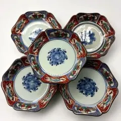 成化年製】有田焼 伊万里焼 古伊万里 色絵金彩 八角皿 5客 管理A4102