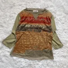 スタッズVネックカットソー モード グランジ y2k 韓国系 ノスタルジー