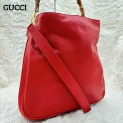 ✨美品✨GUCCI バンブー ショルダーバッグ ハンドバック 赤 2WAY