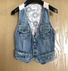DIESEL デニム ベスト S ピンク ヴィンテージ ディーゼル はビンテージ