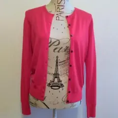 ユニクロ☆エクストラファインメリノクルーネックカーディガン　ウール100% 赤S