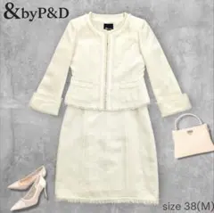 ピンキー＆ダイアン姉妹ブランド ツイードセットアップ 38 七五三　お宮参り　白