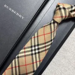 極美品 バーバリー ノバチェック ネクタイ シルク100% ベージュ 美品