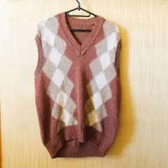 ニットベスト レトロ アーガイル