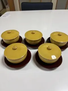 陶器製黄色湯飲み5個セット