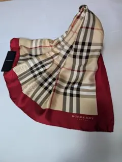 BURBERRY シルクスカーフ ノバチェック 赤縁 タグ付 新品未使用 大判のサムネイル