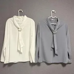 ハニーズ　【褒められ】パールリング付きボウタイブラウス　2点セット　Sサイズ