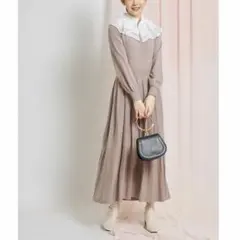 【新品】トッコクローゼット フリルビックカラー付き２ＷＡＹニットワンピース