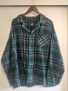 90s OLD GAP チェックシャツ レギュラーカラー ネイビー×グリーン