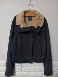 オニール ムートン調 スエード調 ジャケット グレー