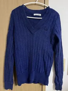 LACOSTE ネイビー Vネックニットセーター 34サイズ