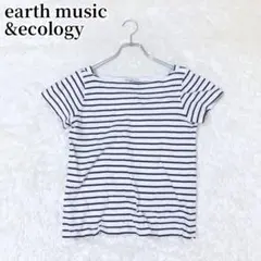アースミュージックアンドエコロジー ボーダー 半袖Tシャツ シンプル カジュアル