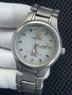 ELGIN FK-1201C チタン ソーラー デイデイト 100m防水 稼動品