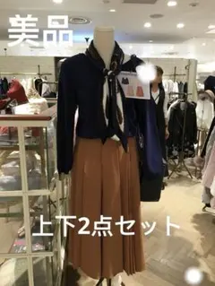 2点セットシュープリームララ/バックリボンニット/サイドプリーツガウチョパンツのサムネイル