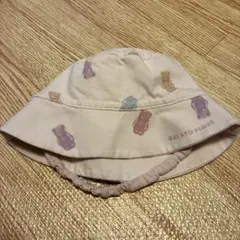 ジェラートピケ　グミベア柄　ベビー帽子　ピンク