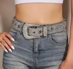 ベルト　ギラギラ　ブリンブリン　y2k ギャル　シルバー　ヒップホップ