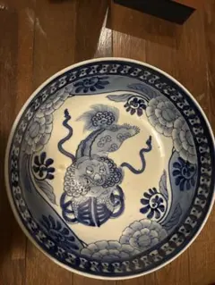 染付 楕円皿 古美術 骨董品 時代物窯傷大皿古美術骨董品 飾り皿