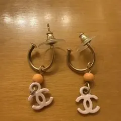 CHANEL ピンクフープピアス