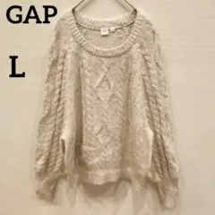 美品✨️GAP ギャップ 【L】ケーブルニットセーター ベージュ 長袖 レディース