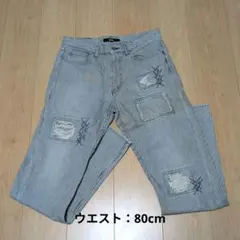 BEAMS ヒッコリーストライプ ダメージ加工 デニムパンツのサムネイル