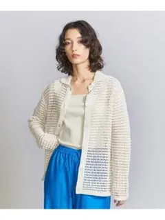 【BY】コットンシルク メッシュニットカーディガンのサムネイル