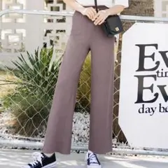 grl cu183 リブニットワイドパンツ　グレイル