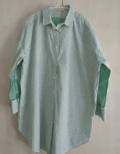 AMERICAN HOLIC 緑と白のストライプシャツ M