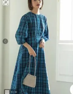 【OPAQUE.CLIP】サッカーチェックタックフレアワンピース