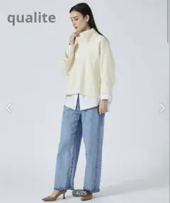 qualite（カリテ） オフタートルカットソー　プルオーバー　日本製 ゆったり