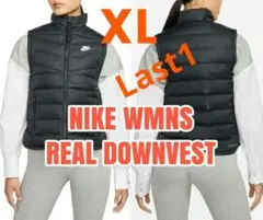 最後 XL ナイキ レディース 撥水加工 ダウンベスト レペル/雨天/ゴルフ 黒