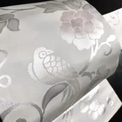 ハ*読様 正絹　名古屋帯《花唐草　鳥》
