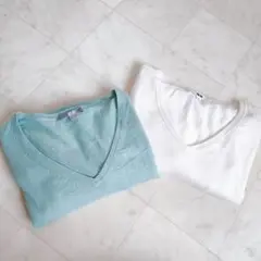 未使用級♪お得な2枚組【UNIQLO ユニクロ】カシミヤコットンニット/薄手