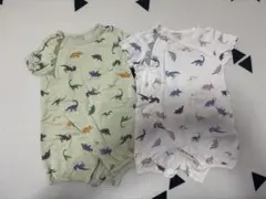 petit main 恐竜柄ロンパース2枚セット