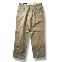 90s ラルフローレン ワイド ポロチノ ツータック W36 ベージュ 古着