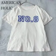 アメリカンホリック ロゴプリント 半袖 Tシャツ M カレッジロゴ 綿100%