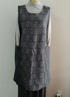 大島紬着物リメイク#ジャンバースカート#チュニックワンピース