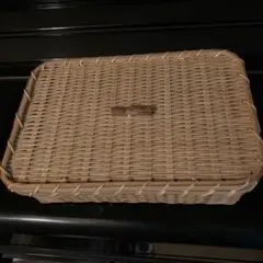 天然竹製 蓋付きカゴ