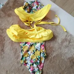 黄色の花柄水着90㎝