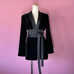 美品 ZARA WOMAN ベルベット タキシードジャケット 黒 S ロング丈のサムネイル