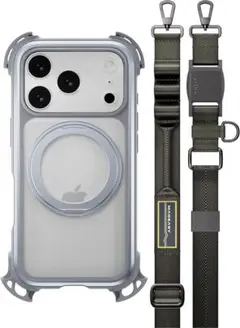 MagEasy iPhone 17 Pro ケース ショルダーストラップ グレー