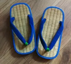 キッズ用 い草草履　青
