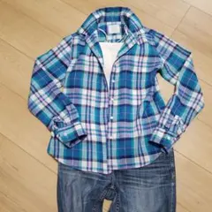 SHIPS 麻 100% 長袖　チェック サイズ38
