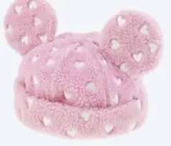 ディズニー　なかよしくらぶ　ハート　ボアキャップ　ピンク