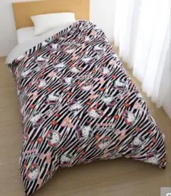 新品 ハローキティ ゼブラ柄 毛布にもなる掛けカバー シングルロング