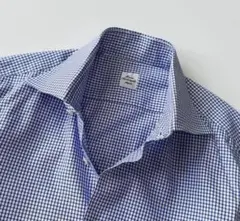 マリアサンタンジェロ ワイドカラー ギンガムチェック コットン シャツ 40