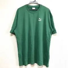 PUMA プーマ 半袖 Tシャツ 緑 メンズ US_S 無地 M-L ロゴ 夏