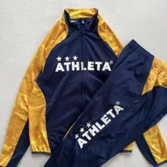 ATHLETA アスレタ L ジャージ上下 セットアップ 黄色イエロー紺ネイビー