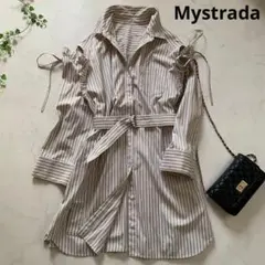 Mystrada（マイストラーダ）　ストライプシャツワンピース ベルト付きのサムネイル